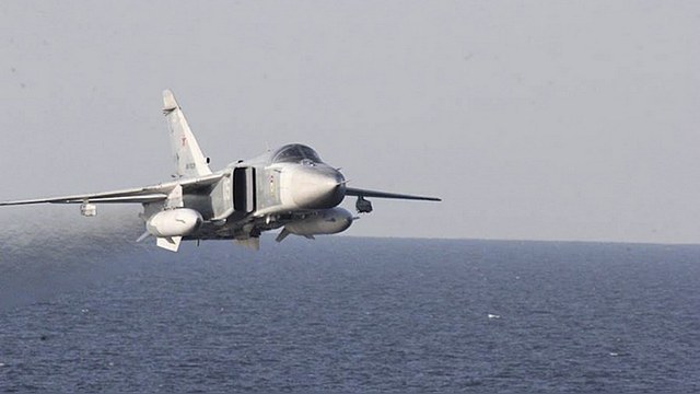 An U.S. Navy picture shows what appears to be a Russian Sukhoi SU-24 attack aircraft flying over the U.S. guided missile destroyer USS Donald Cook in the Baltic Sea in this picture taken April 12, 2016 and released April 13, 2016.  Two Russian warplanes with no visible weaponry flew near the destroyer in what one U.S. official described as one of the most aggressive interactions in recent memory.  REUTERS/US Navy/Handout via Reuters  THIS IMAGE HAS BEEN SUPPLIED BY A THIRD PARTY. IT IS DISTRIBUTED, EXACTLY AS RECEIVED BY REUTERS, AS A SERVICE TO CLIENTS. FOR EDITORIAL USE ONLY. NOT FOR SALE FOR MARKETING OR ADVERTISING CAMPAIGNS - RTX29U7Q